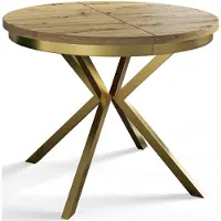Alpi Möbel Esstisch Rund Bergo, Esstisch Ausziehbar 100-180 cm, Moderner Wohnzimmertisch, Mattbraun mit Metallbeinen in Gold
