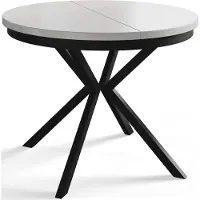 Alpi Möbel Esstisch Rund Bergo, Esstisch Ausziehbar 90-170 cm, Moderner Wohnzimmertisch, Weiß mit Metallbeinen in Schwarz