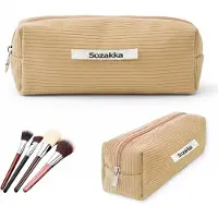 Markenlos Federmäppchen aus Cord, milchgraues Federmäppchen für Mädchen und Teenager, Federmäppchen, Stiftetasche, Federmäppchen für Schule und Büro – beige