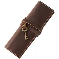Markenlos Leder-Federmäppchen, Vintage-Federmäppchen, Retro-Federmäppchen, Stiftrolle für Damen und Herren für Schule, Büro und Arbeit.