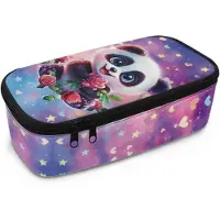 Markenlos Federmäppchen mit Reißverschluss, ansprechendes Design, großes Fassungsvermögen, Organizer mit Fächern, weite Öffnung, Panda-Motiv, Einheitsgröße