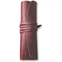 Markenlos Leder-Federmäppchen, wasserdichtes Roll-Etui, Schul-Federmäppchen für Männer, Frauen, Jugendliche, Schule, Zuhause, rot
