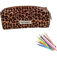 Markenlos Federmäppchen für Mädchen, Teenager, Schule, Federmäppchen, Cord, Lernen, Must-haves, Federmäppchen, ästhetisch, tragbar, Erwachsene, Federmäppchen, ästhetisch (braunes Leopardenmuster)