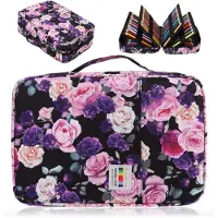 Markenlos Großes Federmäppchen mit 304 Fächern, farbenfrohes Etui für Gelmarker, Federmäppchenbox für Schüler (lila, rosa, rot-rosa)