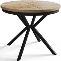 Alpi Möbel Esstisch Rund Bergo, Esstisch Ausziehbar 90-170 cm, Moderner Wohnzimmertisch, Braun mit Metallbeinen in Schwarz