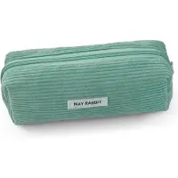 Markenlos Federmäppchen mit zwei Fächern, großes Fassungsvermögen, waschbar, für Mädchen, Teenager, Erwachsene, Schule, Büro (grün)