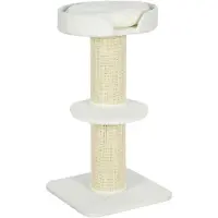 Dopwii Katzenbaum 91cm Spielbaum mit Katzenbett, Plattform Wolle Creme