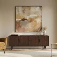Idimex TIVOLI Lowboard 150 cm aus Massivholz, Nussbaum Finish - TV Lowboard mit verstellbaren Einlegeböden, Wohnzimmermöbel, Wohnzimmer Sideboard, TV Schrank, robust und alltagstauglich