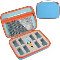Markenlos Tasche für Edurino 8 Figuren/für Edurino Stift/für iPad mini. 6 konturierte Fächer plus 2 anpassbare Schaumstoffeinlagen, Netzinnentasche, Tragegriff – Blau