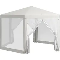 Outsunny Gartenpavillon 3,94x3,412m 6-eckig Pavillon mit Moskitonetz Polyester