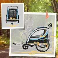 SUGIFT Fahrradanhänger 2 Kinder Kinderanhänger Kinderwagen Stahl