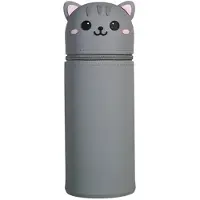 Markenlos 2-in-1-Federmäppchen aus weichem Silikon mit Reißverschluss, Standfunktion und Stiftehalter in Tierform. Praktisches Federmäppchen für Schüler und Jugendliche.