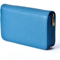 Markenlos Etui für Füllfederhalter, Echtleder, 10 Fächer, blau, Halter für Kugelschreiber, handgefertigt, Präsentations- und Aufbewahrungsmöglichkeit, Reißverschlussfach