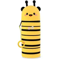Markenlos Silikon-Federmäppchen, niedliches 2-in-1-Federmäppchen mit verstellbarem Ständer und Comicfigur, langlebig und leicht zu reinigen, für Kinder, Mädchen, Jungen und Teenager (kleine Biene).