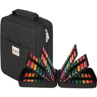 Markenlos Großes XXL-Federmäppchen mit 270 Fächern, Stifthalter, wasserdichtem Etui für Aquarellstifte, Marker und Gelstifte (schwarz)