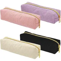 Markenlos Set mit 4 Cord-Etuis, mehrfarbig, Schul-Etuis, 1 Fach, kleines Etui, stylisches Cord-Etui für Schule, Büro, Kosmetik-Organizer