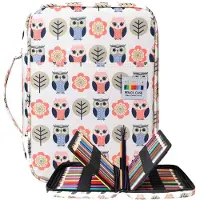 Markenlos Federmäppchen mit 220 Fächern, tragbarer Organizer für Buntstifte, wasserdichtes Etui für Schüler, Kinder, Erwachsene und Künstler (mit Cartoon-Eule)