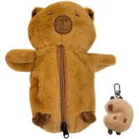Markenlos Plüsch-Federmäppchen mit Capybara-Motiv und Anhänger, Kosmetiktasche, Schrein-Organizer, Federmäppchen, Schul-Federmäppchen für Teenager