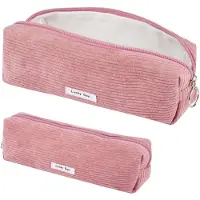 Markenlos Federmäppchen aus Cord, Federmäppchen, Stiftetasche, Federmäppchen für Mädchen, Teenager, Schule, Büro (rosa)