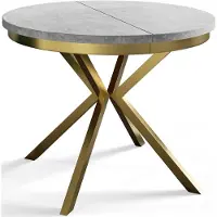 Alpi Möbel Esstisch Rund Bergo, Esstisch Ausziehbar 100-180 cm, Moderner Wohnzimmertisch, Hellgrau mit Metallbeinen in Gold