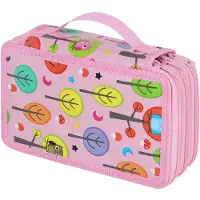 Markenlos Federmäppchen mit 3 Fächern, 52 Taschen, großem Fassungsvermögen, Schul-Federmäppchen, Federmäppchen, Stifteetui für Teenager, Schule, Büro, Jungen, Mädchen - rosa