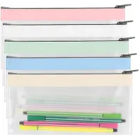 Markenlos 5 transparente Federmäppchen, durchsichtige PVC-Kosmetiktasche mit Reißverschluss, kleine Federmäppchen, Dokumententasche, Aufbewahrungstasche für Schule, Zuhause und Büro