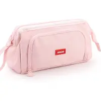 Markenlos Federmäppchen mit großem Fach, tragbare Stiftetasche, Kosmetiktasche fürs Büro, für Schule, Universität, Schülerin, Mädchen, rosa