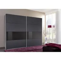 Wimex Schwebetürenschrank Kleiderschrank Bramfeld graphit schwarzglas 270cm