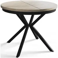 Alpi Möbel Esstisch Rund Bergo, Esstisch Ausziehbar 90-170 cm, Moderner Wohnzimmertisch, Beige mit Metallbeinen in Schwarz