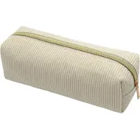 Markenlos Federmäppchen für Mädchen, Cord, beige mit Reißverschluss