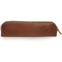 Markenlos Leder-Federmäppchen, tragbar, kleine Werkzeugtasche für Männer, Frauen und Jugendliche, Schule, Büro, Zuhause – Gelb