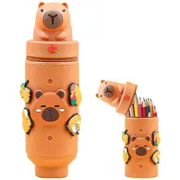 Markenlos Weiches Silikon-Federmäppchen, 2-in-1-Stiftehalter, Kawaii-Federmäppchen, Cartoon-Federmäppchen mit Ständer, Stifteetui, erweiterbares Federmäppchen, Schule