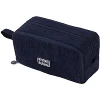 Markenlos Federmäppchen aus Cord, großes Fassungsvermögen, für Schule und Büro, Geschenkidee, marineblau
