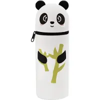 Markenlos 2-in-1 Steh-Federmäppchen mit Reißverschluss, niedliches Federmäppchen mit Cartoon-Tiermotiv, Federmäppchen für Schülerinnen und Teenager, großes Federmäppchen, stylische Schulsachen (weiß)