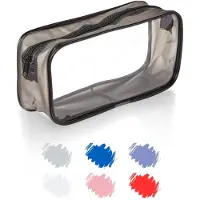 Markenlos Großes schwarzes, transparentes PVC-Federmäppchen für Frauen, Studentinnen, Schule, Kosmetiktaschen, Stifte, Universität und Büro.