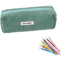 Markenlos Federmäppchen für Mädchen, Teenager, Schule, Federmäppchen, Cord, Lernen, Must-haves, Federmäppchen, ästhetisch, tragbar, Erwachsene, Federmäppchen (grasgrün)