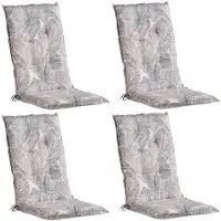 GO-DE Gartenstuhlauflagen - Taupe - Anthrazit - Hochlehner - mit Stehsaum - 4er Set