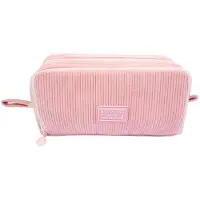 Markenlos Federmäppchen aus Cord, Federmäppchen, Federmäppchen für Mädchen und Teenager, stylisches Schul-Federmäppchen für Damen (Pink A)