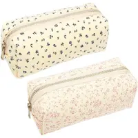 Markenlos Kleiner Baumwollbeutel mit Blumenmuster, praktische Tasche für Kosmetik und Spielzeug, Organizer für Schüler und Jugendliche, 2 Stück