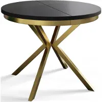 Alpi Möbel Esstisch Rund Bergo, Esstisch Ausziehbar 100-180 cm, Moderner Wohnzimmertisch, Schwarz mit Metallbeinen in Gold