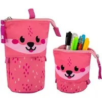 Markenlos Federmäppchen mit Fuchsmotiv und Reißverschluss für Kinder, erweiterbar, 2-in-1-Federmäppchen zum Aufstellen, Federmäppchen für Mädchen, Federmäppchen für Teenager, Schul-Federmäppchen