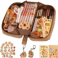 Markenlos Mega-Set mit 8 Federmäppchen | Enthält 50 Sticker + 2 Notizbücher + 2 Schlüsselanhänger | XXL-Schreiborganizer für Schule, Büro und als Geschenk | Komplettes Kawaii-Set