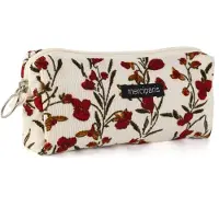 Markenlos Etui im Retro-Stil aus Cord, leicht, zum Aufhängen, kann als Federmäppchen oder Kosmetiktasche verwendet werden.