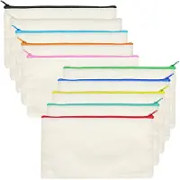 Markenlos 10 selbstgenähte, leere Stoffbeutel, Reißverschluss-Federmäppchen für Malutensilien, Schrein, Reisen, Bastelarbeiten und Kosmetik.