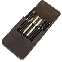 Markenlos Lederetui für 6 Stifte, handgefertigter Vintage-Stiftehalter, Reiseetui, Schreibtischaccessoire, Stiftehalter.