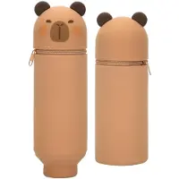 Markenlos Capybara-Federmäppchen, niedliches, weiches Silikon-Federmäppchen, 2-in-1-Stiftehalter und Stiftehalter für Schule und Schüler