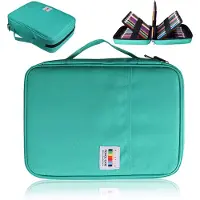 Markenlos Großes Etui mit 220 Fächern, farbenfrohes Etui für Gelstifte oder 220 Farben, Bleistifte, Gelmarker, Federmäppchen für Schüler, Erwachsene und Künstler (grün)