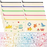 Markenlos 18-teiliges DIY-Stoffmalbeutel-Set (21 x 12 cm), inklusive Stifte- und Farbbeutel, Stiftehalter/Tasche mit 8 Acrylmarkern, Bastelgeschenk für Partys