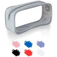 Markenlos Transparente runde PVC-Tasche für Frauen und Studentinnen, Federmäppchen, kleines Stifteetui, Zahnbürstenetui, kleine Schultasche, Kulturtasche und Kosmetiktasche, Federmäppchen, Universität und Büro.