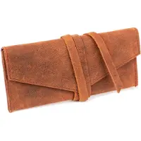 Markenlos Echtlederetui, braun/blau, kleines Etui